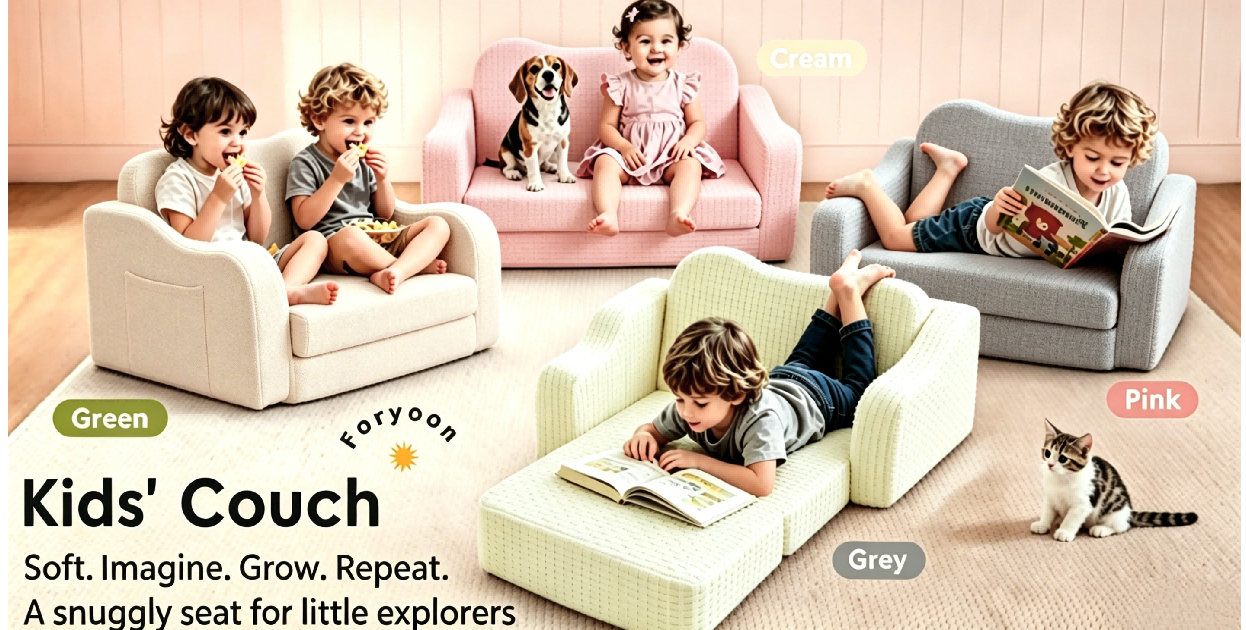 Kids double sofa bed lifestyle in modern playroom