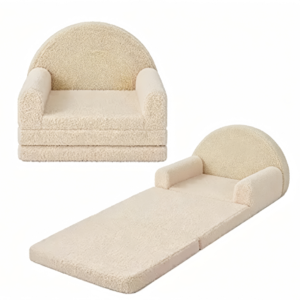 Round foldable kids sofa in beige upholstery - OEM toddler