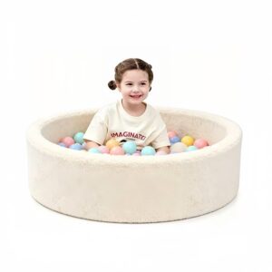 Teddy foam ball pit for kids - beige sherpa upholstery OEM
