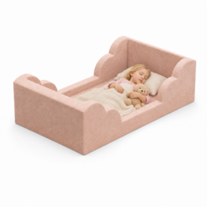 Montessori kids cloud floor bed - pink upholstered OEM