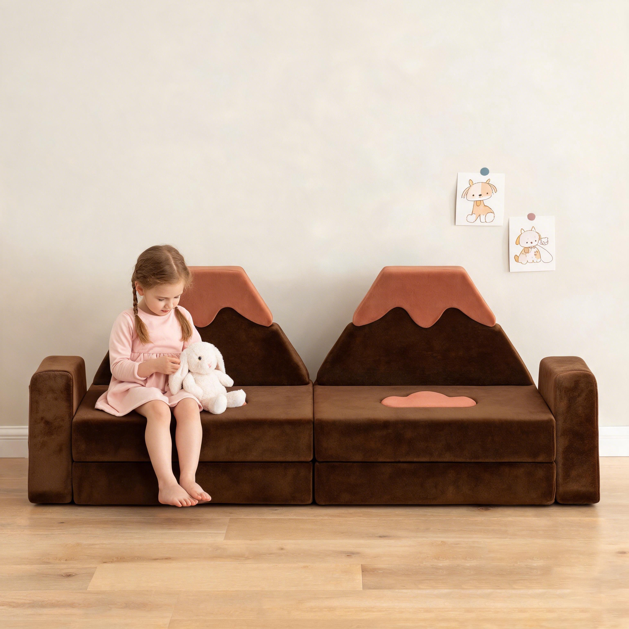 Modular kids play couch in sofa configuration - toddler use