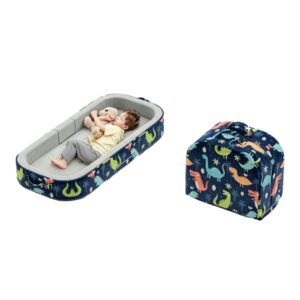 Dinosaur kids travel bed folded into carry bag — portable OEM
