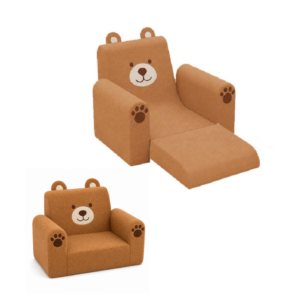 Custom bear kids sofa with fold-out foam design
