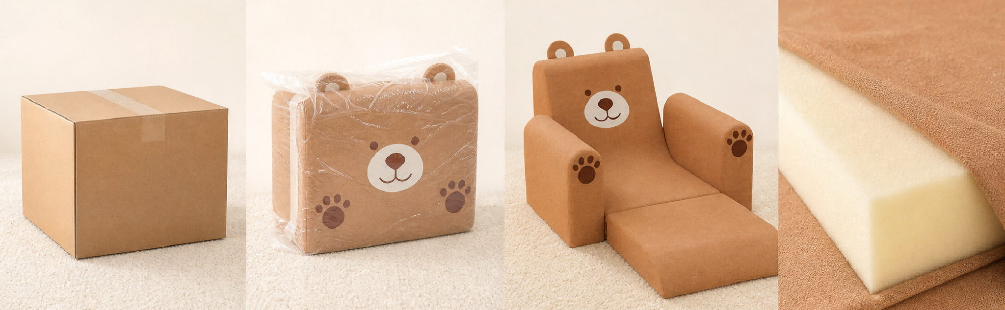 Vacuum compressed bear kids sofa packaging