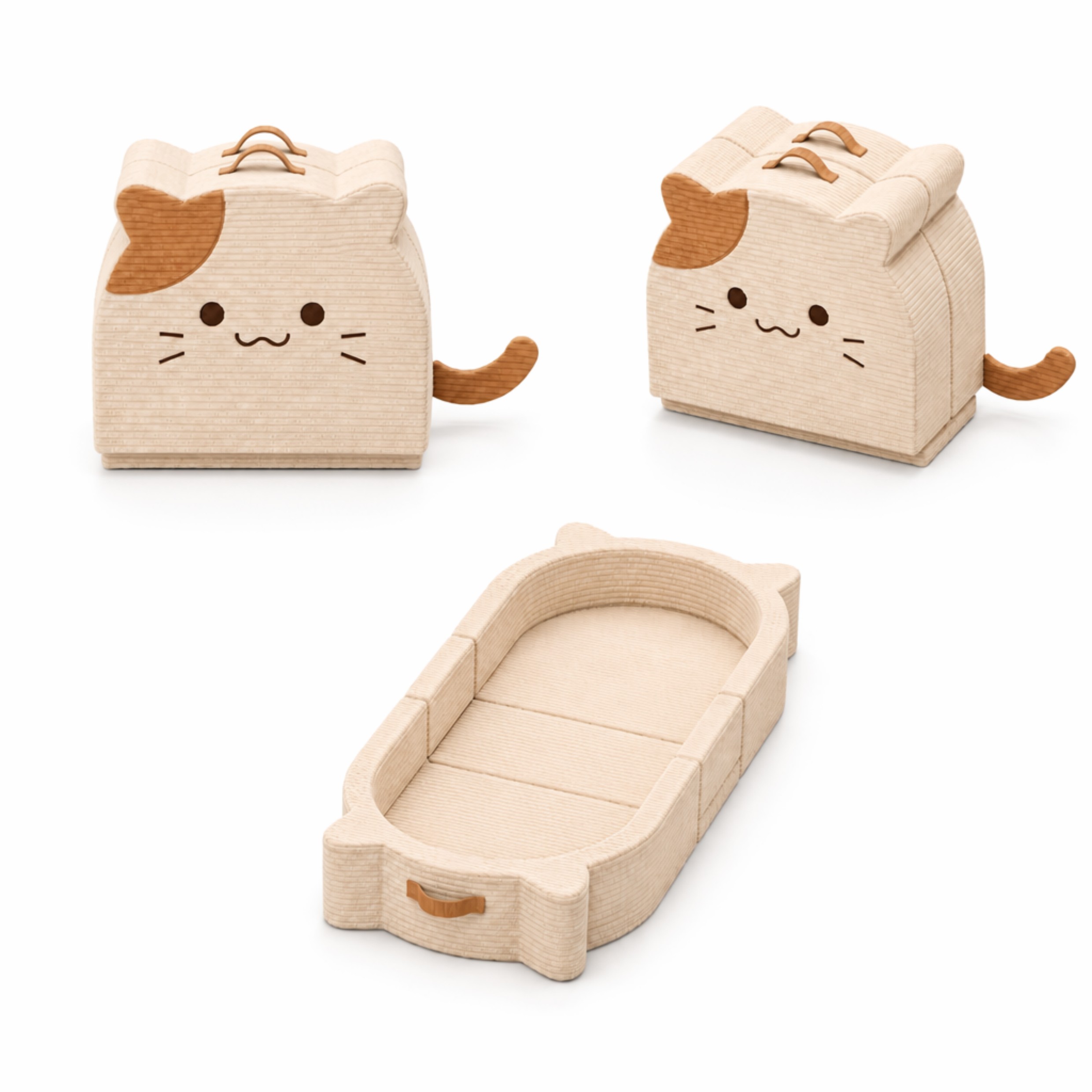 Cat kids travel bed with foldable foam design and carry handles