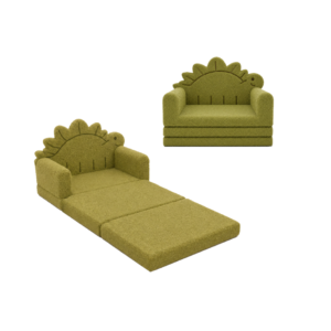 Custom dinosaur kids sofa with fold-out foam design