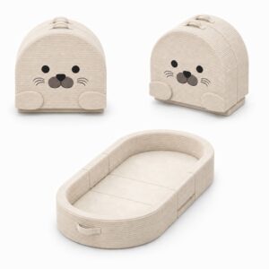 seal portable kids travel bed folded and unfolded view