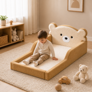 Bear kids sofa floor bed with soft foam design for children's soft play space