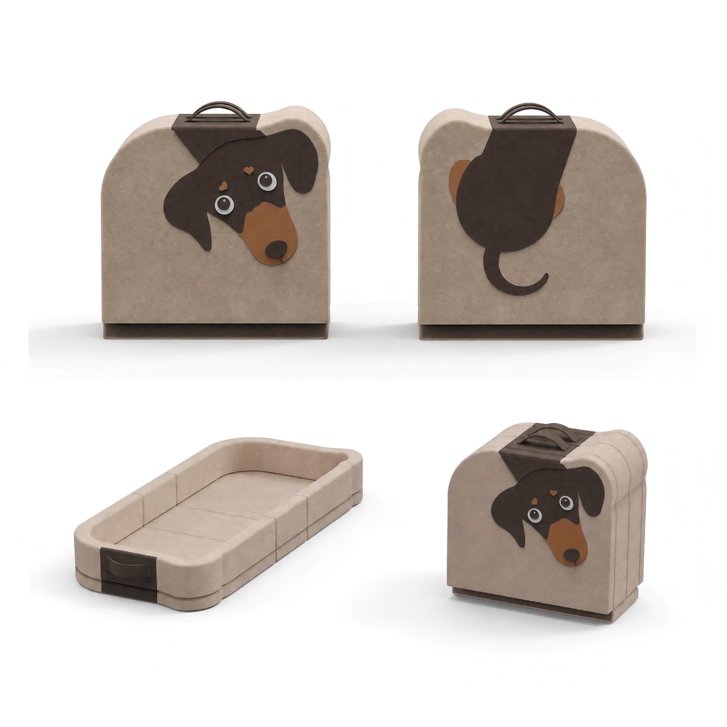 Dachshund kids travel bed in folded and unfolded designs