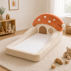 custom mushroom kids floor bed with foam safety design