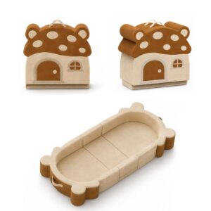 Mushroom kids travel bed in folded and unfolded foam designs