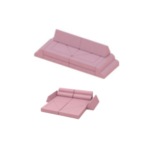Pink soft play couch vacuum packed delivery and foam recovery