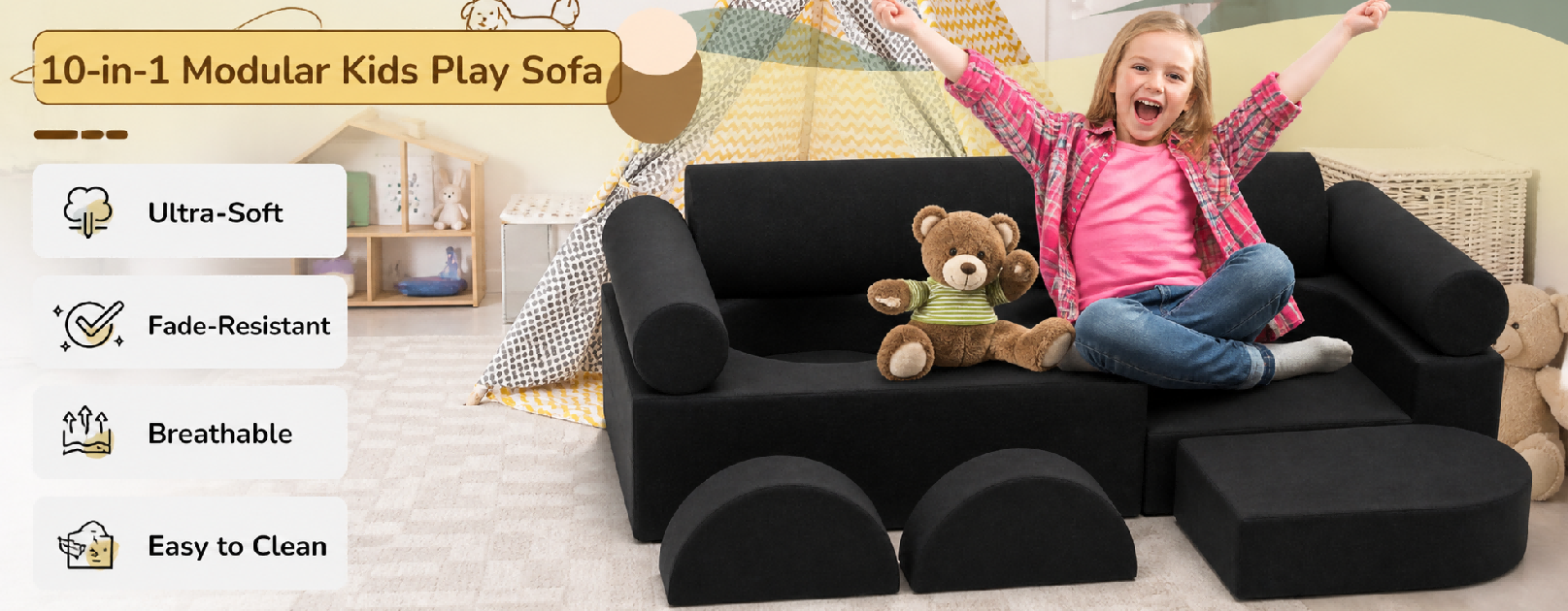 10 in 1 soft play couch with removable foam modules