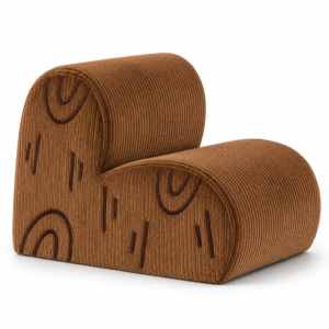 Tree stump kids sofa with brown corduroy fabric