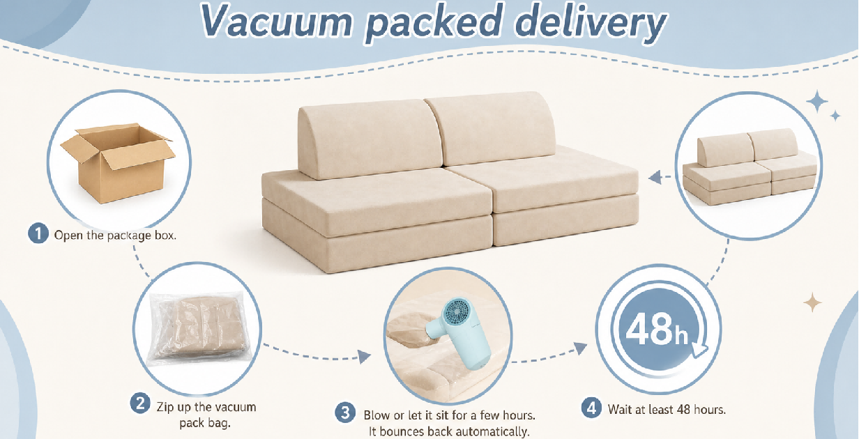 Soft play couch foam building configuration