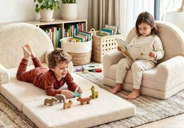 米色圆形靠背小沙发-1 Round kids sofa backrest detail - soft upholstered beige